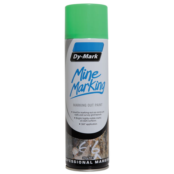 DY-MARK MINE MARKING HORIZONTAL FLURO GREEN 350G AEROSOL